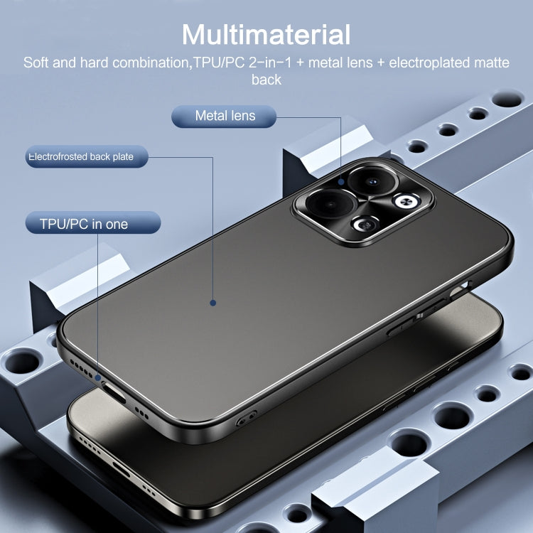 For OPPO Reno9 Pro+ R-JUST RJ-61 Electroplating Frosted TPU + PC Phone Case with Holder(Silver)
