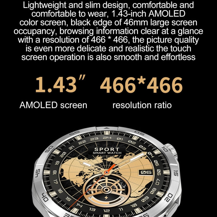 LEMFO HK4 1.43 inch AMOLED Round Screen Smart Watch Supports Bluetooth Calls(Black)