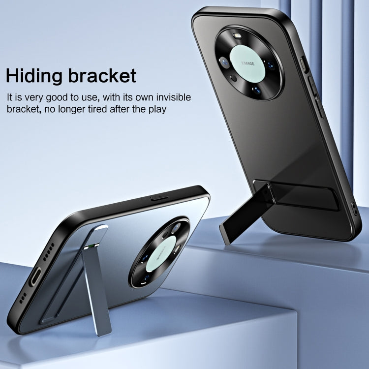 For Huawei Mate 60 R-JUST RJ-61 Electroplating Frosted TPU + PC Phone Case with Holder(Silver)