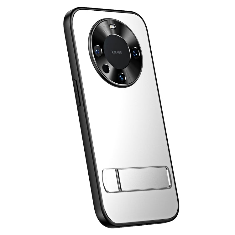For Huawei Mate 60 Pro R-JUST RJ-61 Electroplating Frosted TPU + PC Phone Case with Holder(Silver) - Huawei Cases by R-JUST | Online Shopping South Africa | PMC TechLife | Buy Now Pay Later Mobicred
