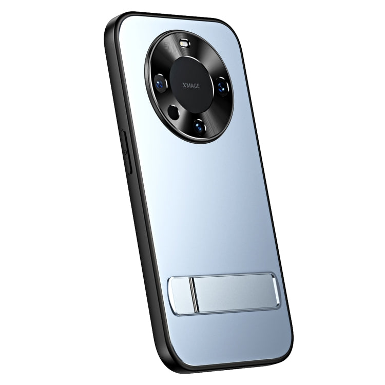 For Huawei Mate 60 Pro R-JUST RJ-61 Electroplating Frosted TPU + PC Phone Case with Holder(Blue) - Huawei Cases by R-JUST | Online Shopping South Africa | PMC TechLife | Buy Now Pay Later Mobicred