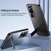 For Huawei P60 / P60 Pro R-JUST RJ-61 Electroplating Frosted TPU + PC Phone Case with Holder(Blue)