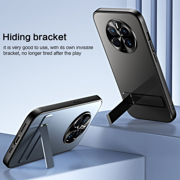 For Huawei Mate 50 Pro R-JUST RJ-61 Electroplating Frosted TPU + PC Phone Case with Holder(Grey)