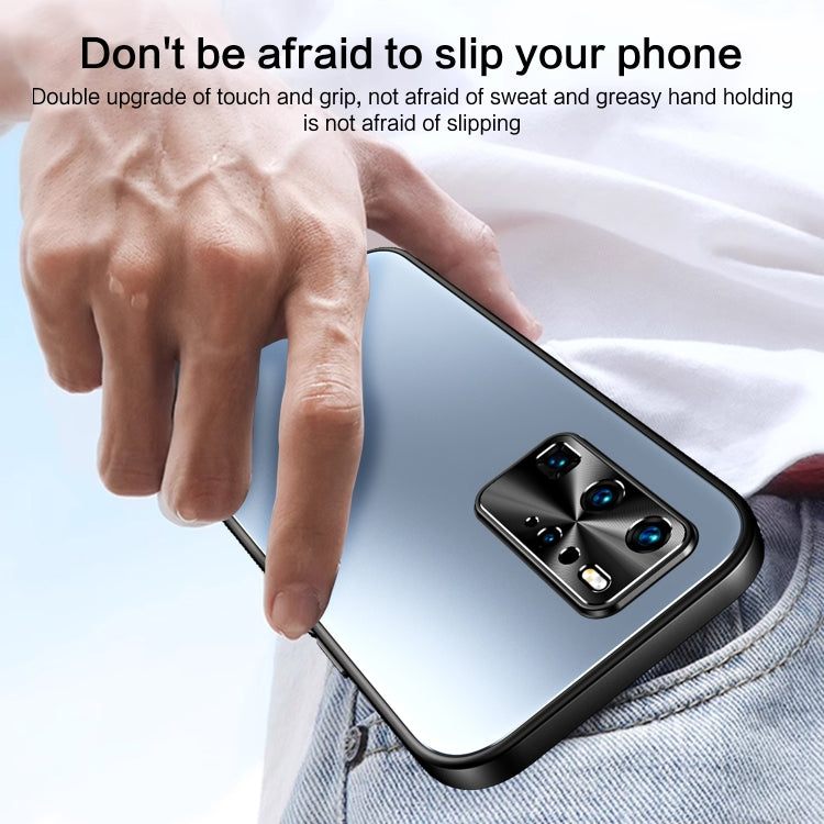 For Huawei P40 Pro R-JUST RJ-61 Electroplating Frosted TPU + PC Phone Case with Holder(Grey)