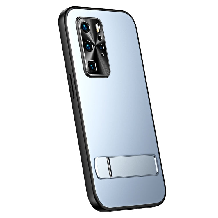 For Huawei P40 R-JUST RJ-61 Electroplating Frosted TPU + PC Phone Case with Holder(Blue) - Huawei Cases by R-JUST | Online Shopping South Africa | PMC TechLife