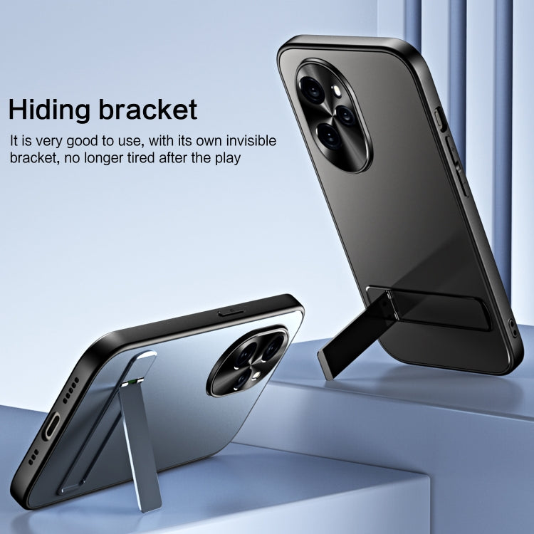 For Honor 100 Pro R-JUST RJ-61 Electroplating Frosted TPU + PC Phone Case with Holder(Grey) - Honor Cases by R-JUST | Online Shopping South Africa | PMC TechLife | Buy Now Pay Later Mobicred