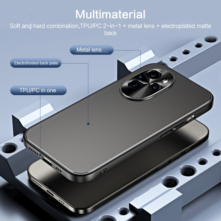 For Honor 100 R-JUST RJ-61 Electroplating Frosted TPU + PC Phone Case with Holder(Grey) - Honor Cases by R-JUST | Online Shopping South Africa | PMC TechLife | Buy Now Pay Later Mobicred