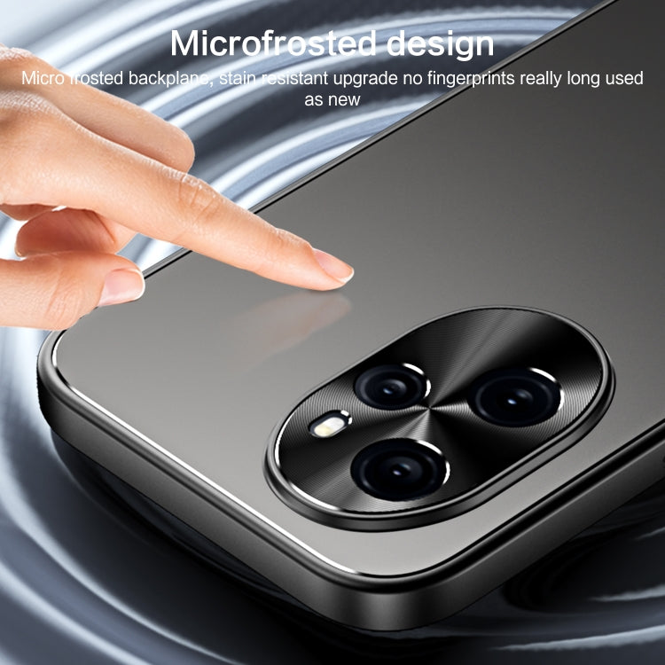 For Honor 100 R-JUST RJ-61 Electroplating Frosted TPU + PC Phone Case with Holder(Grey) - Honor Cases by R-JUST | Online Shopping South Africa | PMC TechLife | Buy Now Pay Later Mobicred