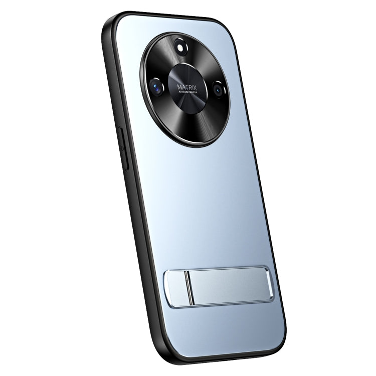 For Honor X50 R-JUST RJ-61 Electroplating Frosted TPU + PC Phone Case with Holder(Blue) - Honor Cases by R-JUST | Online Shopping South Africa | PMC TechLife | Buy Now Pay Later Mobicred