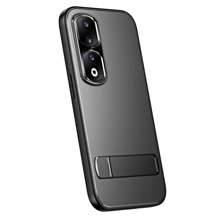 For Honor 90 R-JUST RJ-61 Electroplating Frosted TPU + PC Phone Case with Holder(Grey) - Honor Cases by R-JUST | Online Shopping South Africa | PMC TechLife | Buy Now Pay Later Mobicred