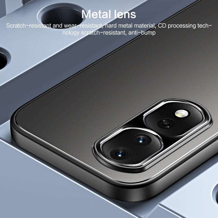 For Honor 80 R-JUST RJ-61 Electroplating Frosted TPU + PC Phone Case with Holder(Blue) - Honor Cases by R-JUST | Online Shopping South Africa | PMC TechLife | Buy Now Pay Later Mobicred