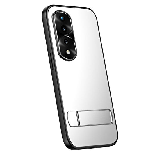 For Honor 70 R-JUST RJ-61 Electroplating Frosted TPU + PC Phone Case with Holder(Silver) - Honor Cases by R-JUST | Online Shopping South Africa | PMC Jewellery | Buy Now Pay Later Mobicred