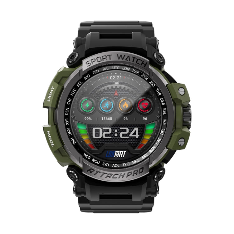 LOKMAT ATTACK 2 Pro 1.39 inch BT5.1 Smart Sport Watch, Support Bluetooth Call / Sleep / Heart Rate / Blood Pressure Health Monitor(Black Green) - Smart Watches by Lokmat | Online Shopping South Africa | PMC TechLife