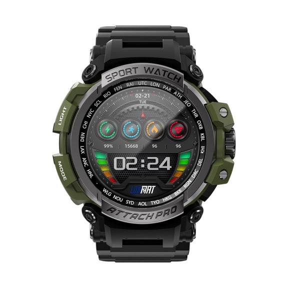 LOKMAT ATTACK 2 Pro 1.39 inch BT5.1 Smart Sport Watch, Support Bluetooth Call / Sleep / Heart Rate / Blood Pressure Health Monitor(Black Green)