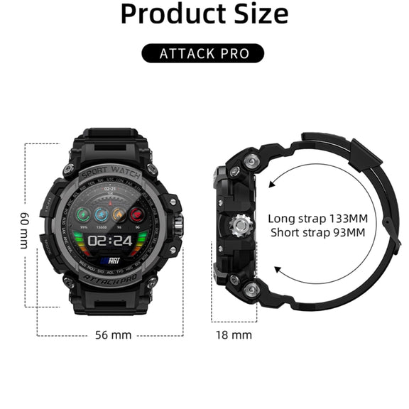 LOKMAT ATTACK Pro 1.39 inch BT5.1 Smart Sport Watch, Support Bluetooth Call / Sleep / Heart Rate / Blood Pressure Health Monitor(Silver Black)