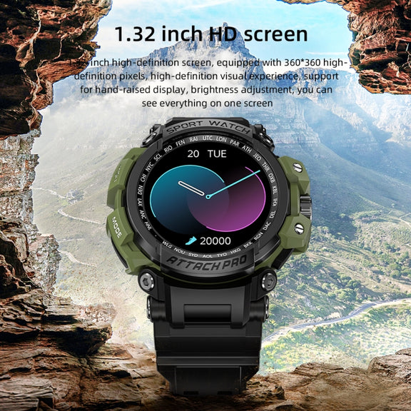 LOKMAT ATTACK Pro 1.32 inch BT5.1 Smart Sport Watch, Support Bluetooth Call / Sleep / Blood Oxygen / Heart Rate / Blood Pressure Health Monitor(Green)