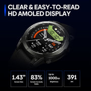 Zeblaze Stratos 3 Pro 1.43 inch AMOLED Screen Sports Smart Watch Support Bluetooth Call(Black)