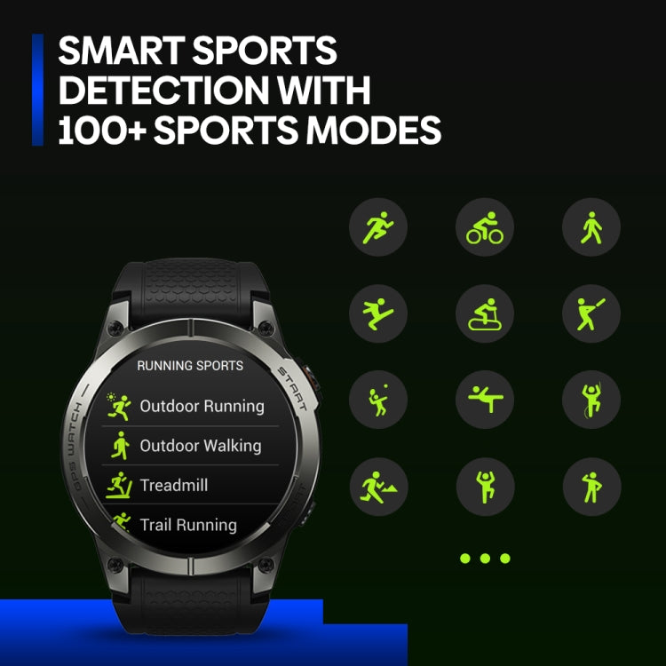 Zeblaze Stratos 3 Pro 1.43 inch AMOLED Screen Sports Smart Watch Support Bluetooth Call(Black)