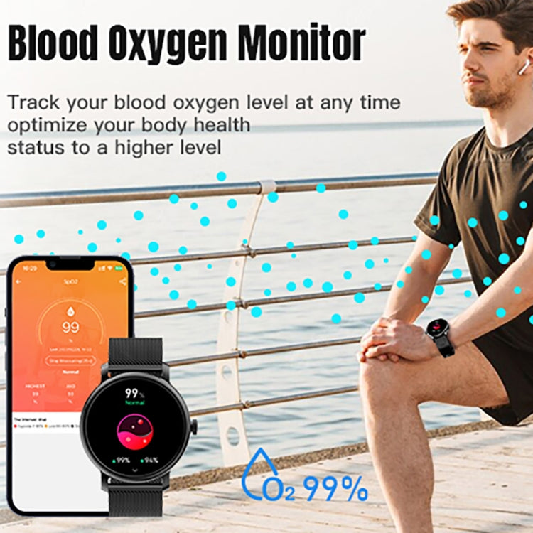 LEMFO LF35 1.43 inch AMOLED Round Screen Silicone Strap Smart Watch Supports Blood Oxygen Detection(Black) - free shipping - PMC TechLife - Order now!