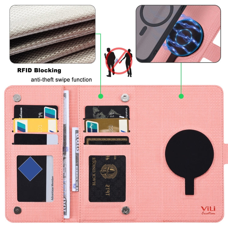 For Google Pixel 8 Pro ViLi GHA Series Shockproof MagSafe RFID Leather Attraction Horizontal Flip Phone Case(Pink)