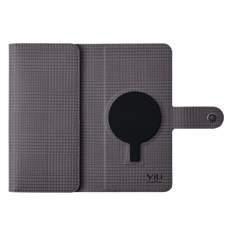 For iPhone 15 Pro Max ViLi GHA Series Shockproof MagSafe RFID Leather Attraction Horizontal Flip Phone Case(Grey)