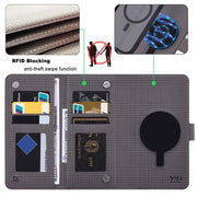 For iPhone 15 Pro Max ViLi GHA Series Shockproof MagSafe RFID Leather Attraction Horizontal Flip Phone Case(Grey)