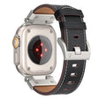 For Apple Watch Ultra 49mm Mecha Style Leather Watch Band(Black Napa) - Watch Bands by PMC TechLife | Online Shopping South Africa | PMC TechLife