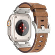 For Apple Watch Ultra 49mm Mecha Style Leather Watch Band(Dark Brown) - Watch Bands by PMC TechLife | Online Shopping South Africa | PMC TechLife