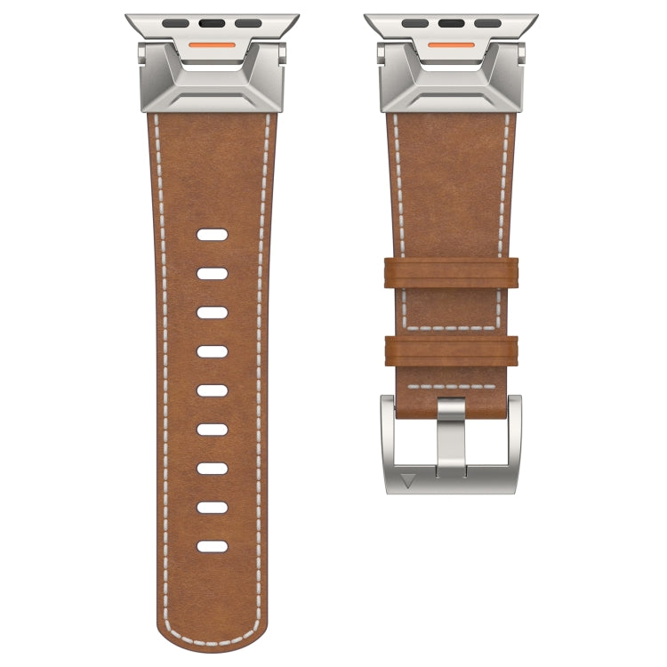 For Apple Watch Ultra 49mm Mecha Style Leather Watch Band(Dark Brown) - Watch Bands by PMC TechLife | Online Shopping South Africa | PMC TechLife