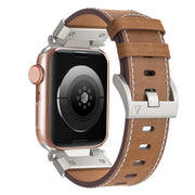 For Apple Watch Series 8 45mm Mecha Style Leather Watch Band(Dark Brown)