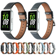 For Samsung Galaxy Fit 3 Sewing Thread Genuine Leather Watch Band(Black)