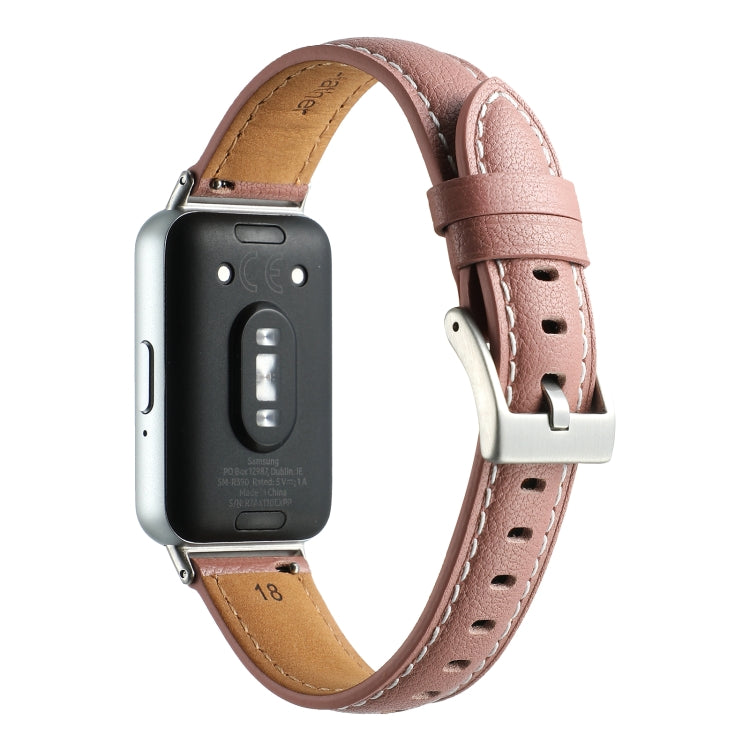 For Samsung Galaxy Fit 3 Pointed Tail Genuine Leather Watch Band(Dark Pink) - Watch Bands by PMC TechLife | Online Shopping South Africa | PMC TechLife | Buy Now Pay Later Mobicred