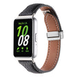 For Samsung Galaxy Fit 3 Litchi Texture Magnetic Buckle Slim Leather Watch Band(Black) - Watch Bands by PMC TechLife | Online Shopping South Africa | PMC TechLife