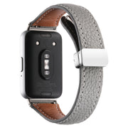 For Samsung Galaxy Fit 3 Litchi Texture Magnetic Buckle Slim Leather Watch Band(Grey)