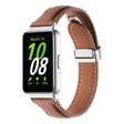 For Samsung Galaxy Fit 3 Litchi Texture Magnetic Buckle Slim Leather Watch Band(Brown) - Watch Bands by PMC TechLife | Online Shopping South Africa | PMC TechLife