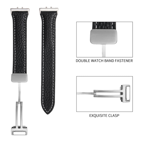 For Samsung Galaxy Fit 3 Litchi Texture Magnetic Buckle Slim Leather Watch Band(Coffee)