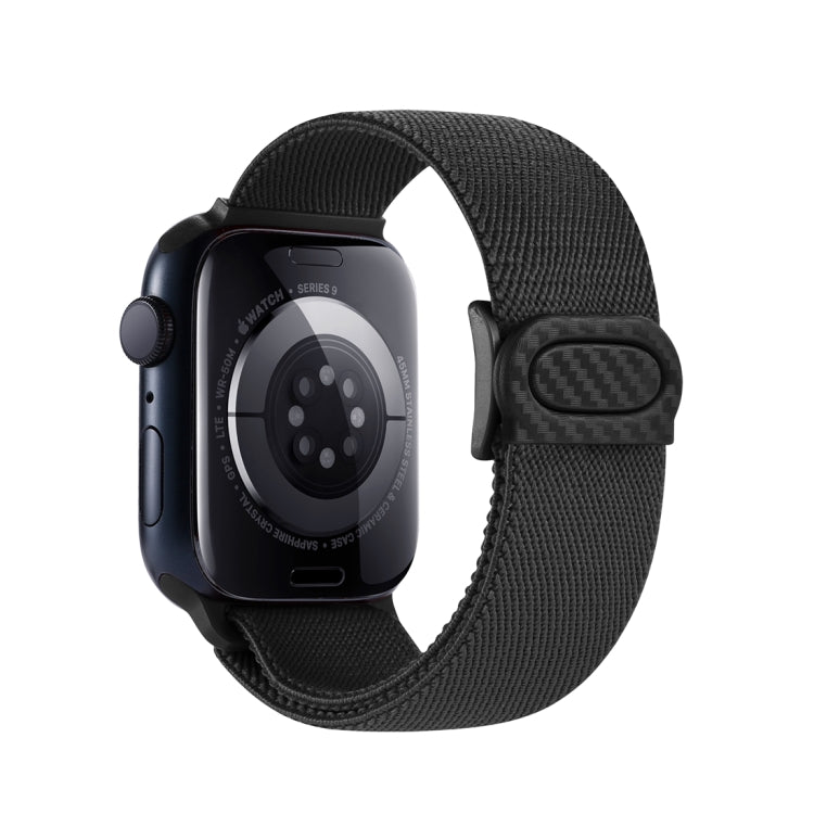 For Apple Watch SE 2023 40mm Carbon Fiber Texture Snap Buckle Nylon Watch Band(Black) - Watch Bands by PMC TechLife | Online Shopping South Africa | PMC TechLife | Buy Now Pay Later Mobicred