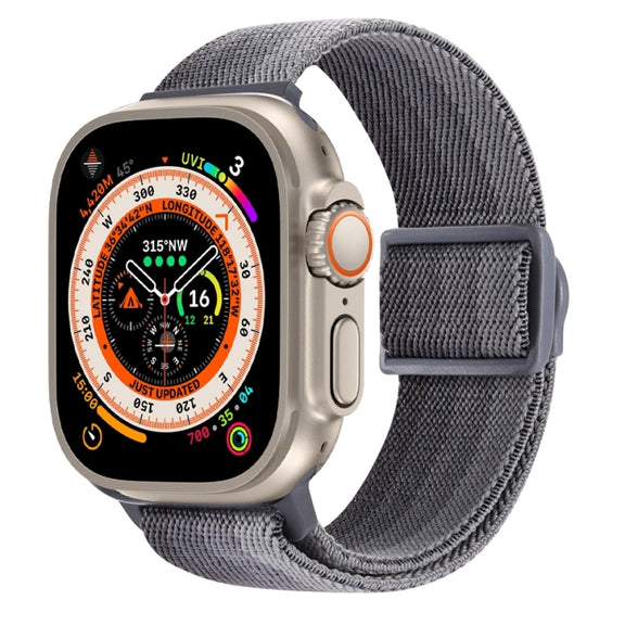 For Apple Watch Ultra 2 49mm Carbon Fiber Texture Snap Buckle Nylon Watch Band(Gradient Grey)