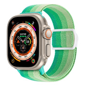 For Apple Watch Ultra 2 49mm Carbon Fiber Texture Snap Buckle Nylon Watch Band(Gradient Green)