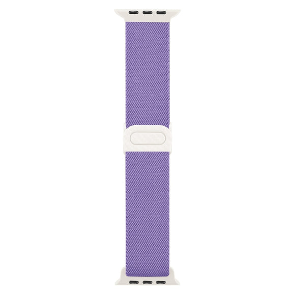 For Apple Watch Ultra 2 49mm Carbon Fiber Texture Snap Buckle Nylon Watch Band(Purple)