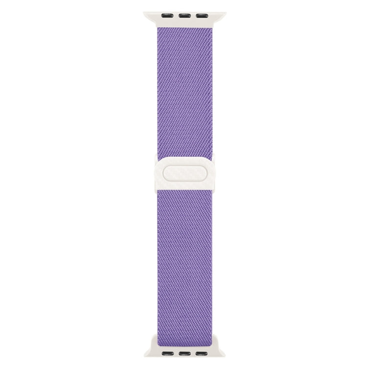For Apple Watch Ultra 2 49mm Carbon Fiber Texture Snap Buckle Nylon Watch Band(Purple)