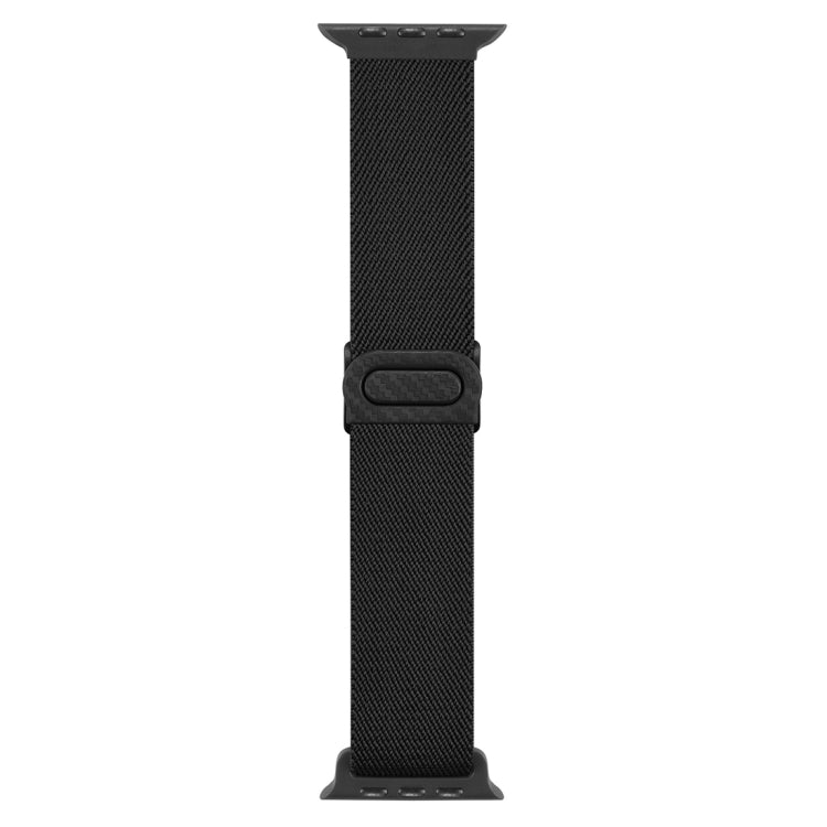 For Apple Watch Ultra 49mm Carbon Fiber Texture Snap Buckle Nylon Watch Band(Black) - Watch Bands by PMC TechLife | Online Shopping South Africa | PMC TechLife | Buy Now Pay Later Mobicred