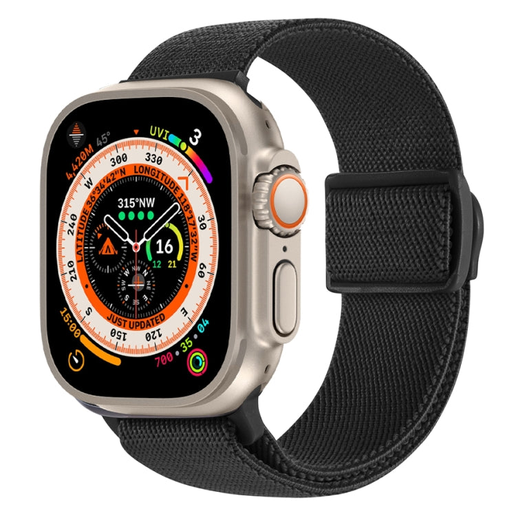 For Apple Watch Ultra 49mm Carbon Fiber Texture Snap Buckle Nylon Watch Band(Black) - Watch Bands by PMC TechLife | Online Shopping South Africa | PMC TechLife | Buy Now Pay Later Mobicred