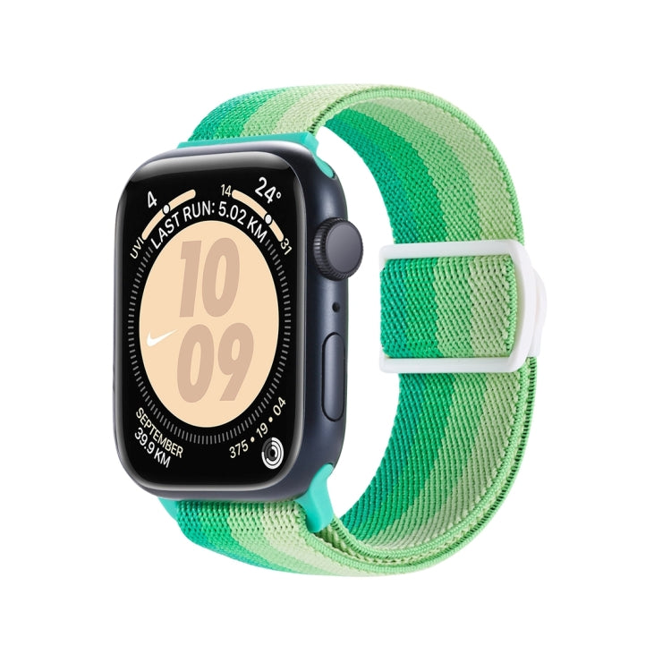 For Apple Watch SE 2022 40mm Carbon Fiber Texture Snap Buckle Nylon Watch Band(Gradient Green) - Watch Bands by PMC TechLife | Online Shopping South Africa | PMC TechLife