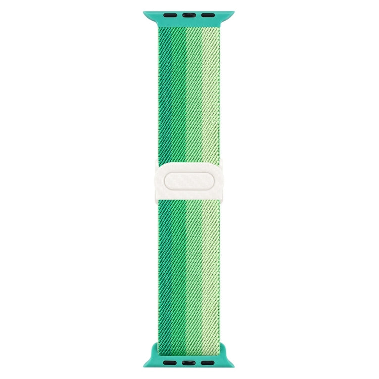 For Apple Watch SE 2022 40mm Carbon Fiber Texture Snap Buckle Nylon Watch Band(Gradient Green) - Watch Bands by PMC TechLife | Online Shopping South Africa | PMC TechLife