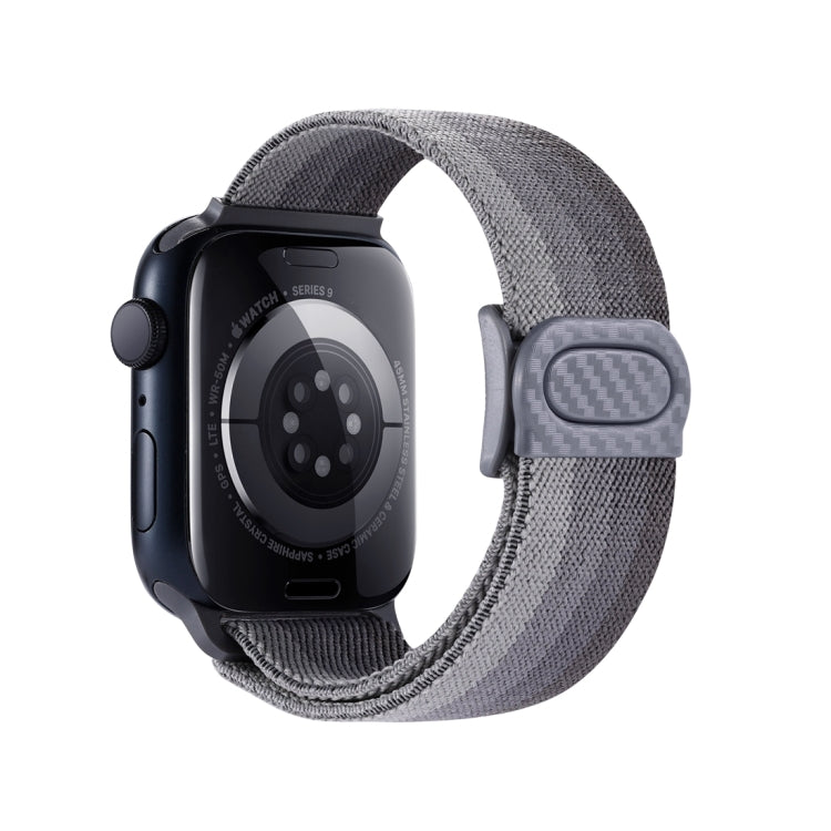 For Apple Watch Series 7 41mm Carbon Fiber Texture Snap Buckle Nylon Watch Band(Gradient Grey) - free shipping - PMC TechLife - Order now!