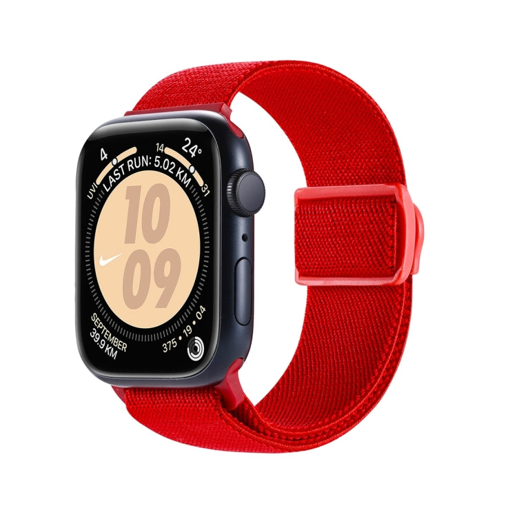For Apple Watch SE 40mm Carbon Fiber Texture Snap Buckle Nylon Watch Band(Red) - Watch Bands by PMC TechLife | Online Shopping South Africa | PMC TechLife | Buy Now Pay Later Mobicred
