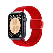 For Apple Watch SE 40mm Carbon Fiber Texture Snap Buckle Nylon Watch Band(Red)