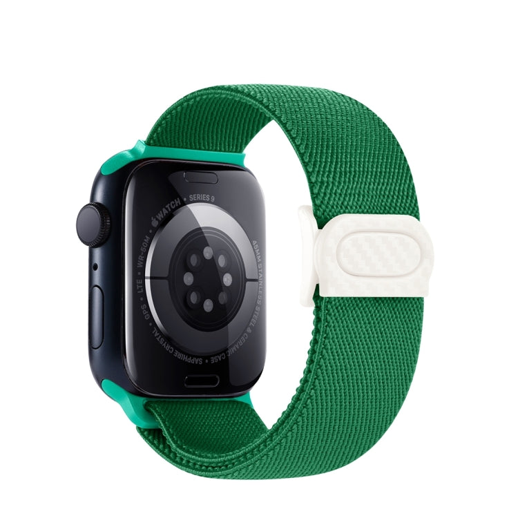 For Apple Watch SE 40mm Carbon Fiber Texture Snap Buckle Nylon Watch Band(Green) - Watch Bands by PMC TechLife | Online Shopping South Africa | PMC TechLife | Buy Now Pay Later Mobicred