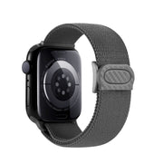 For Apple Watch 38mm Carbon Fiber Texture Snap Buckle Nylon Watch Band(Grey)